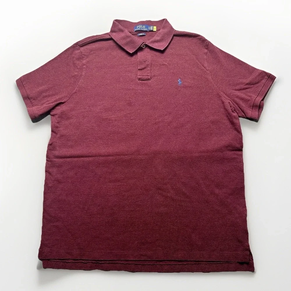 Polo Ralph Lauren Men's XL Custom Slim Fit burgundy Short Sleeve Cotton Polo